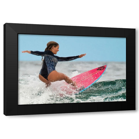 Happy Surfing 2 Black Modern Wood Framed Art Print by ranfuchs