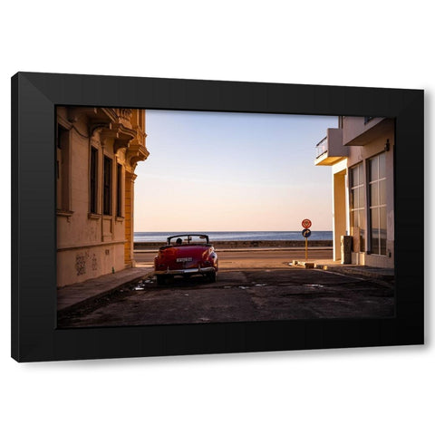 Watching the sun set - Havana Black Modern Wood Framed Art Print with Double Matting by Deakin, John
