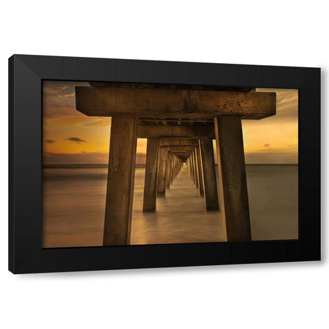 Sunset under the Pier Black Modern Wood Framed Art Print by Cai, James