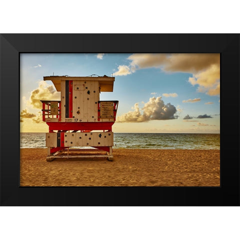Miami Beach Black Modern Wood Framed Art Print by Zeise, Wilfried