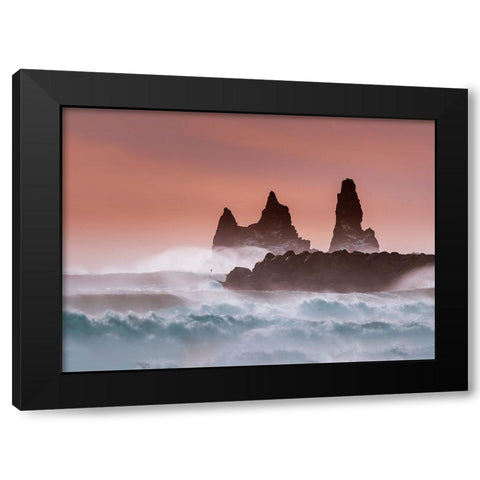 Roaring ocean Black Modern Wood Framed Art Print by Dai, Wei David