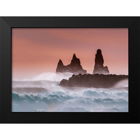 Roaring ocean Black Modern Wood Framed Art Print by Dai, Wei David