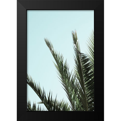 Palm leaves and sky 2 Black Modern Wood Framed Art Print by Artographie Studio