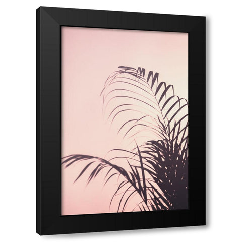 Palm Leaves 1 Black Modern Wood Framed Art Print with Double Matting by Artographie Studio