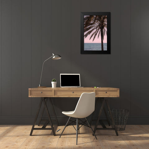Palm 010 Black Modern Wood Framed Art Print by Artographie Studio