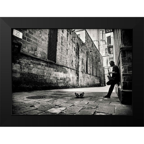 Silent Street Black Modern Wood Framed Art Print by Van Geerenstein, Gertjan