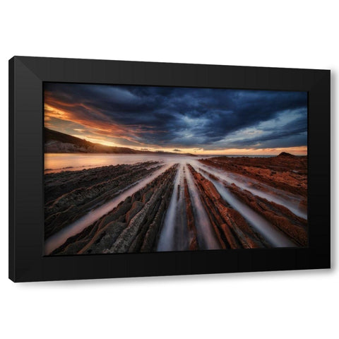 Zumaia Flysch 6 Black Modern Wood Framed Art Print with Double Matting by Pablo De, Juan