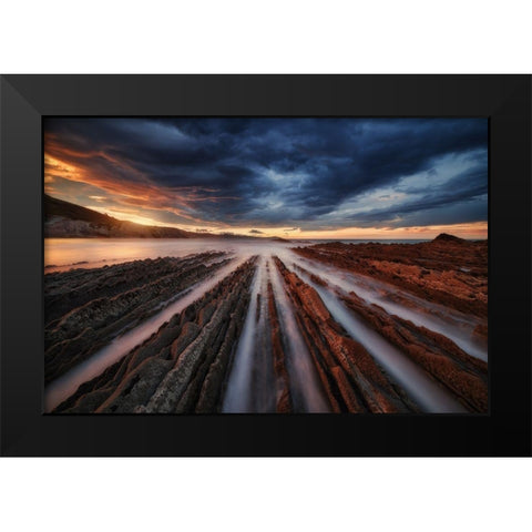 Zumaia Flysch 6 Black Modern Wood Framed Art Print by Pablo De, Juan