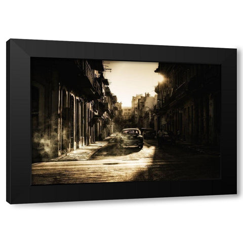 Mystic morning in Havana Black Modern Wood Framed Art Print by Akpinar, Baris