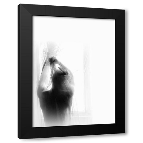 Morning Black Modern Wood Framed Art Print with Double Matting by Haghi, Babak