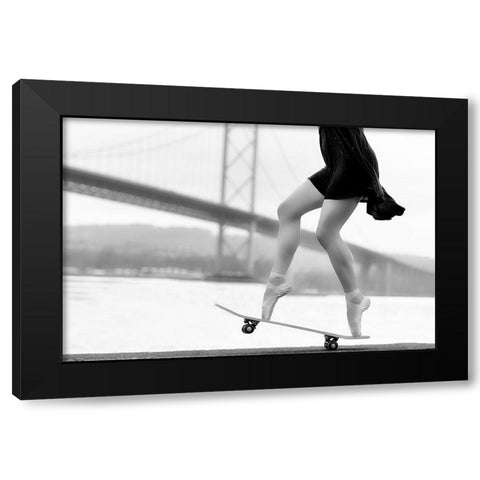 Skater Girl Black Modern Wood Framed Art Print with Double Matting by Ashton-Jones, Howard