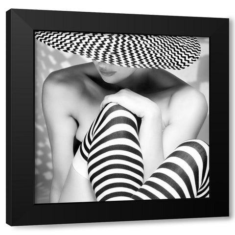 Zagging that Zig Black Modern Wood Framed Art Print by Ashton-Jones, Howard