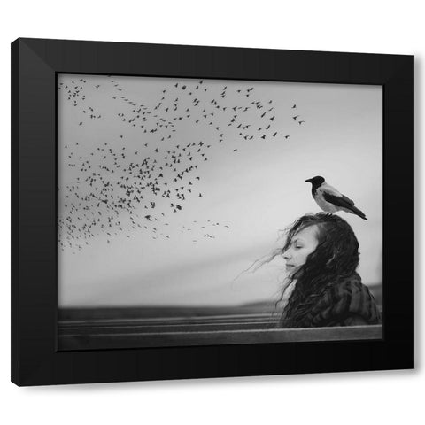 Thoughts Black Modern Wood Framed Art Print by Koshutina, Tatiana