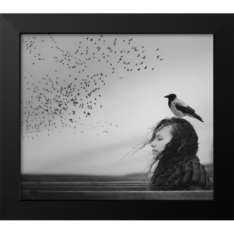 Thoughts Black Modern Wood Framed Art Print by Koshutina, Tatiana