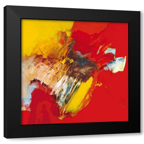 Triptyque rouge II Black Modern Wood Framed Art Print with Double Matting by Magis, Pascal
