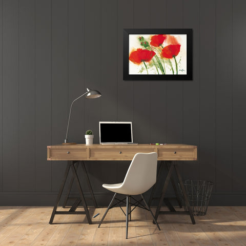 Coquelicots au vent I Black Modern Wood Framed Art Print by Marthe