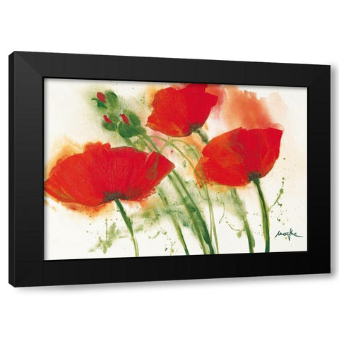 Coquelicots au vent I Black Modern Wood Framed Art Print by Marthe