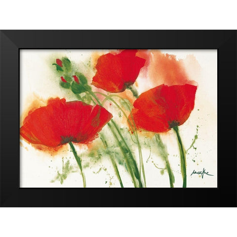 Coquelicots au vent I Black Modern Wood Framed Art Print by Marthe