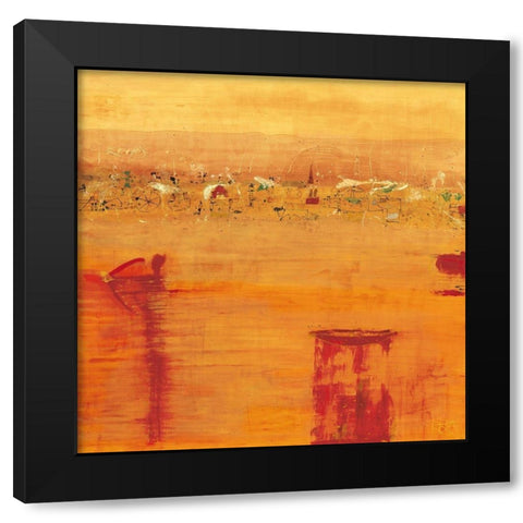 Orange Landscape Black Modern Wood Framed Art Print by Richter-Armgart, Rose