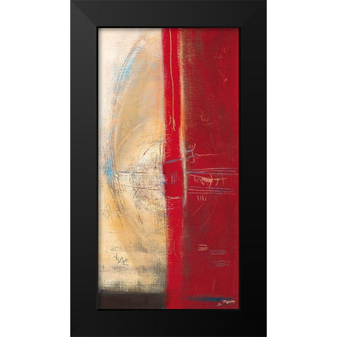 Lignes rouges II Black Modern Wood Framed Art Print by Becam, Carole