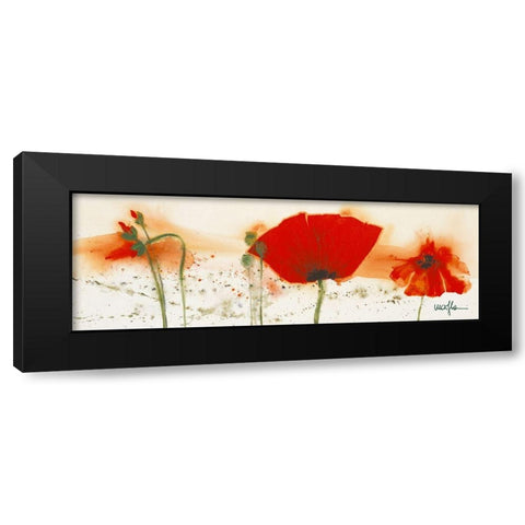 Coquelicots au vent IV Black Modern Wood Framed Art Print with Double Matting by Marthe