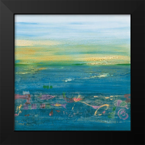 Blue Landscape Black Modern Wood Framed Art Print by Richter-Armgart, Rose