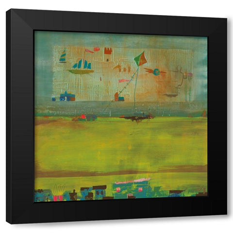 Green Landscape Black Modern Wood Framed Art Print by Richter-Armgart, Rose
