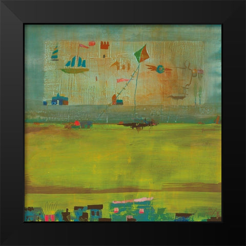 Green Landscape Black Modern Wood Framed Art Print by Richter-Armgart, Rose