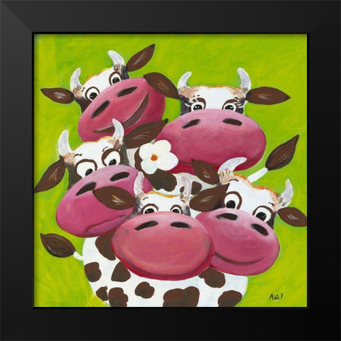 Troupeau Black Modern Wood Framed Art Print by NAT