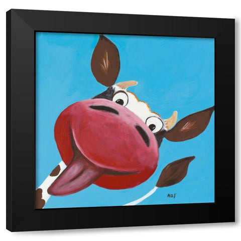 Coucou c est moi Black Modern Wood Framed Art Print by NAT