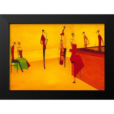 Bar Jazz Black Modern Wood Framed Art Print by Ona