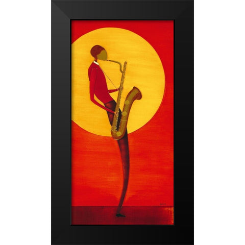 Jazz Man I Black Modern Wood Framed Art Print by Ona