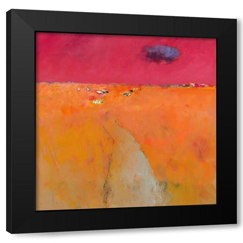 Landscape in orange and red Black Modern Wood Framed Art Print by Groenhart, Jan