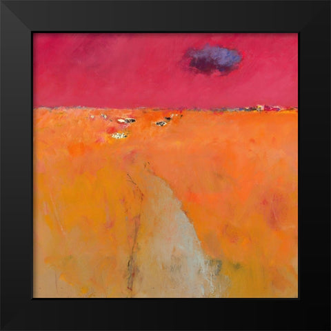 Landscape in orange and red Black Modern Wood Framed Art Print by Groenhart, Jan