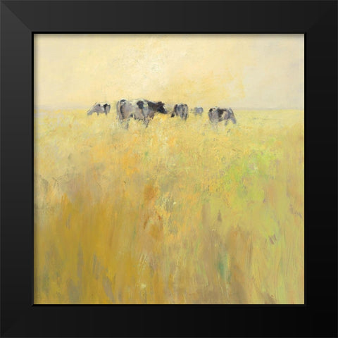 Cows in Spring Black Modern Wood Framed Art Print by Groenhart, Jan