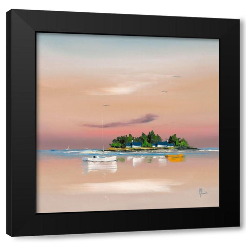 Soleil couchant sur le golfe 2 Black Modern Wood Framed Art Print by Flanet, Frederic