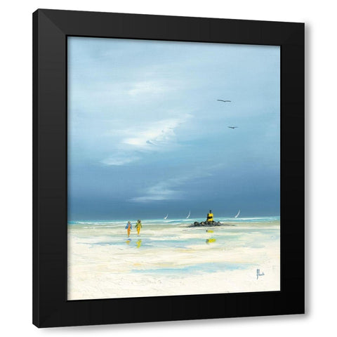 Pecheur a pied 1 Black Modern Wood Framed Art Print with Double Matting by Flanet, Frederic