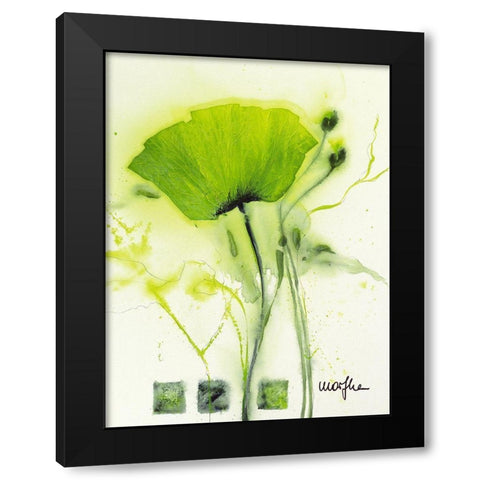 Coquelicot vert I Black Modern Wood Framed Art Print by Marthe