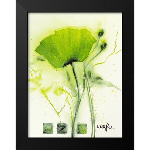 Coquelicot vert I Black Modern Wood Framed Art Print by Marthe