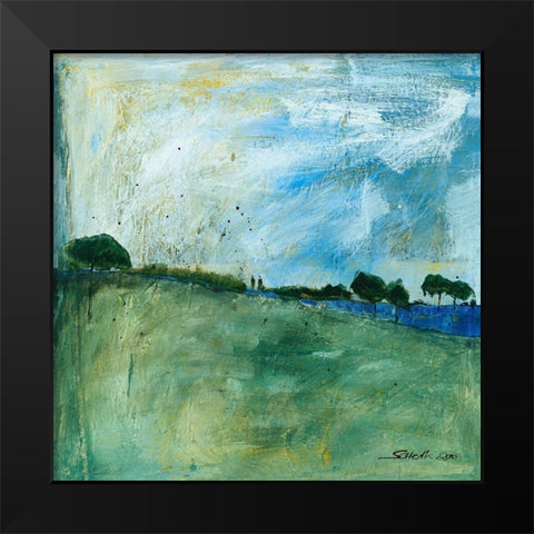 Blue Landscape Black Modern Wood Framed Art Print by Scherk, Gabriele