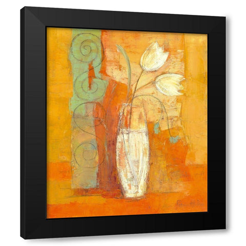 Tulipes Black Modern Wood Framed Art Print by Pivier-Attolini, Regine