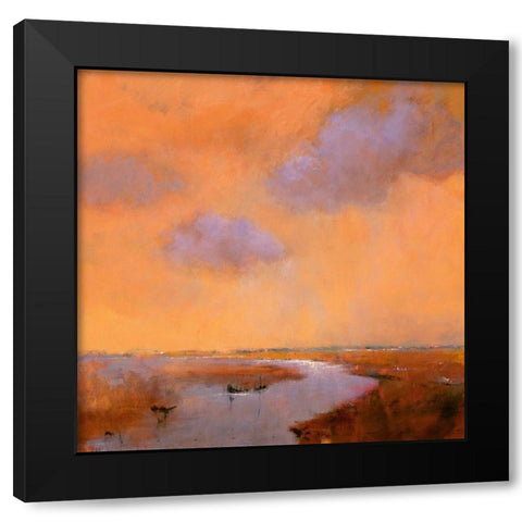 Evening Sky Black Modern Wood Framed Art Print with Double Matting by Groenhart, Jan