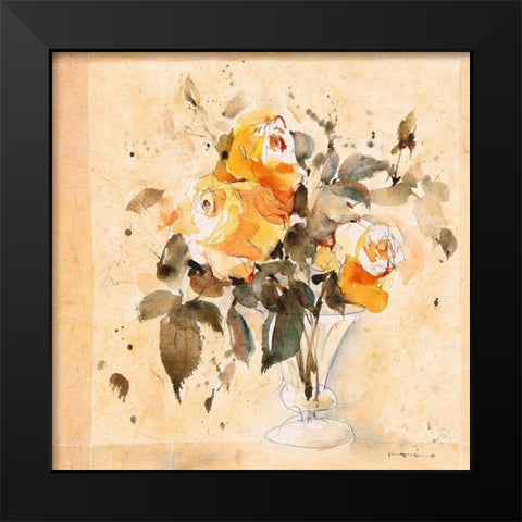 Roses III Black Modern Wood Framed Art Print by ROMO-Rolf Morschhauser