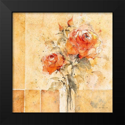 Roses V Black Modern Wood Framed Art Print by ROMO-Rolf Morschhauser