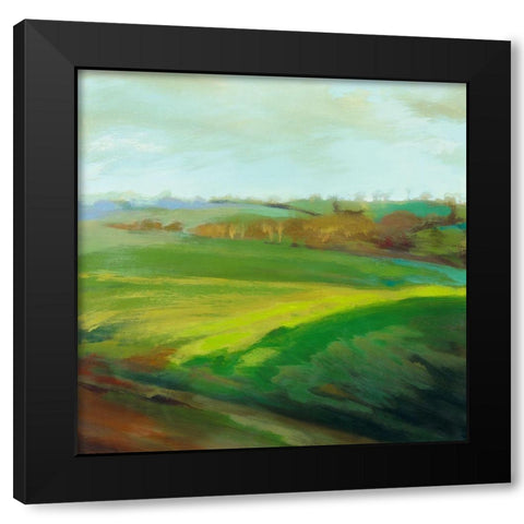 Champs verts Black Modern Wood Framed Art Print by Mazur-Devaux, Ewa