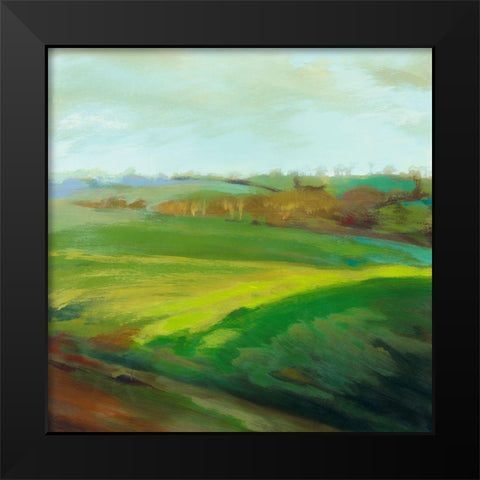 Champs verts Black Modern Wood Framed Art Print by Mazur-Devaux, Ewa