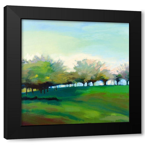 Champs de pommiers Black Modern Wood Framed Art Print by Mazur-Devaux, Ewa