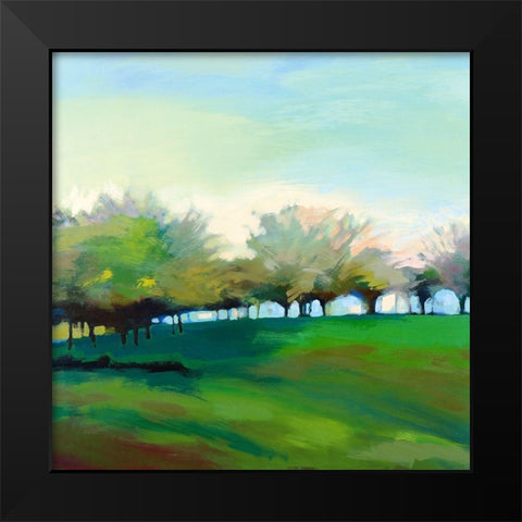 Champs de pommiers Black Modern Wood Framed Art Print by Mazur-Devaux, Ewa