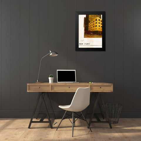 Red Fire Black Modern Wood Framed Art Print by Olukman, Ayline