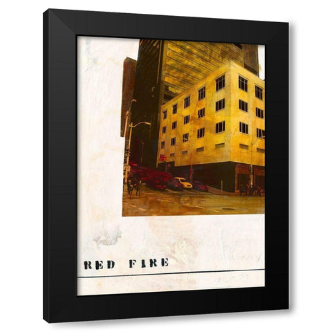Red Fire Black Modern Wood Framed Art Print by Olukman, Ayline